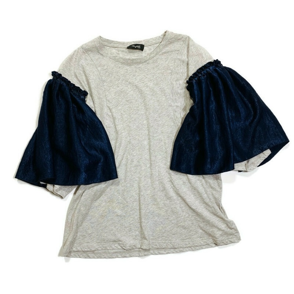 Trame Italy unique design ruffle sleeves tee shirt